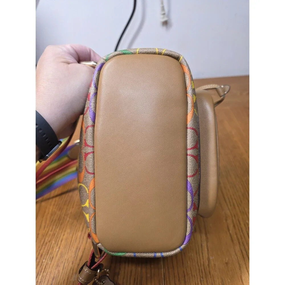 Coach Pennie Backpack 22 Rainbow Signature Mini Backpack Leather W/Wallet